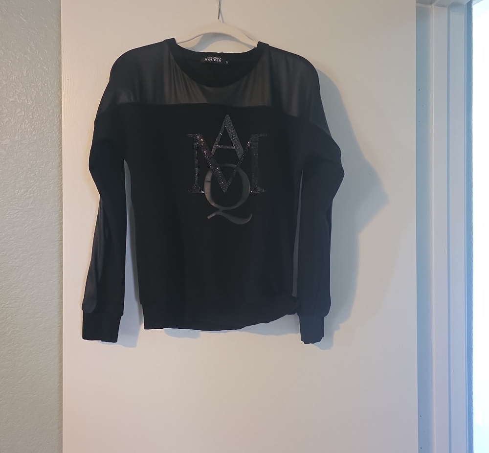 Alexander McQueen Black Mesh Yoke Sweatshirt